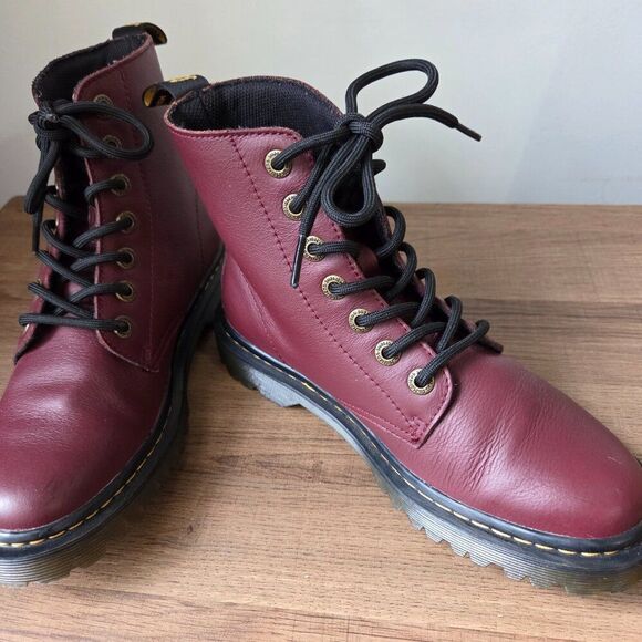 EUC DR MARTENS AIRWAIR MAROON LACE UP BOOTS SIZE US 6 WOMENS - Picture 8 of 16
